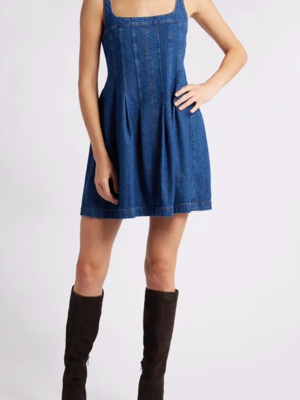 Reformation Violet Denim Minidress, size 12. BNWT!